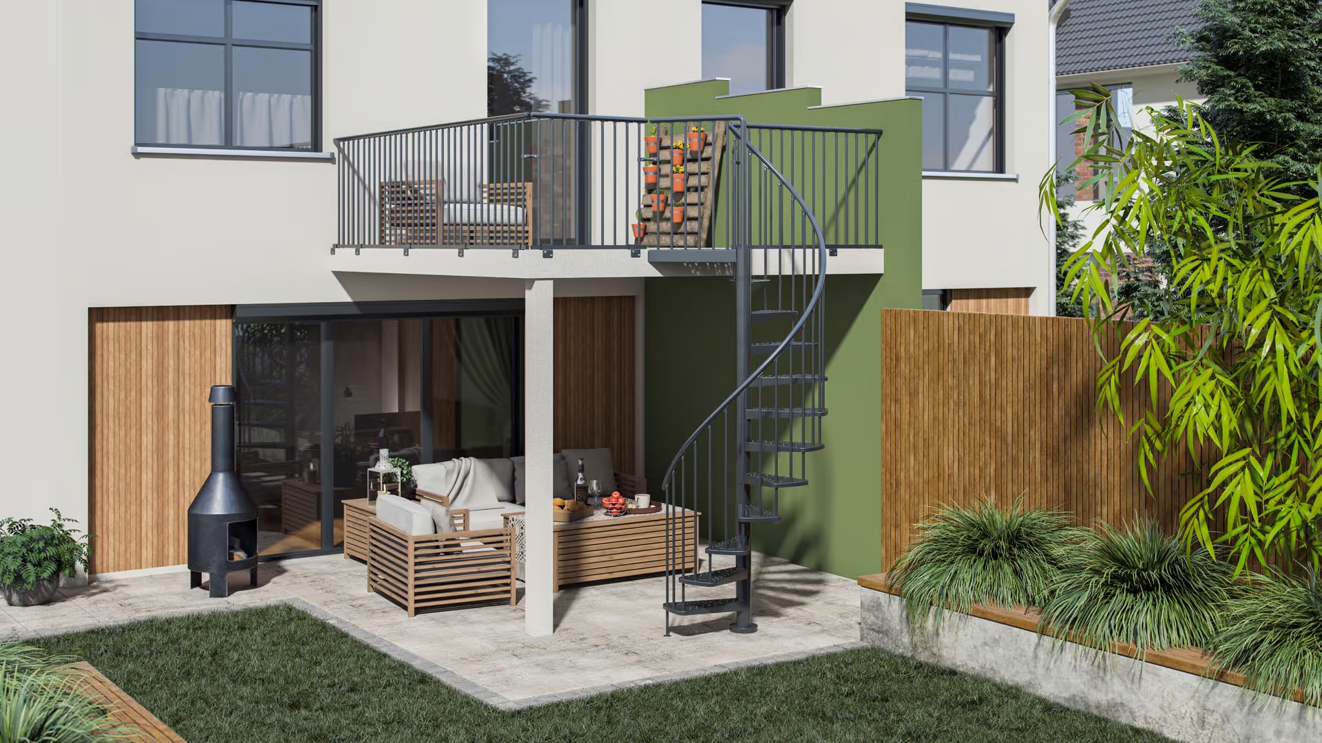 Toronto Indoor/Outdoor Spiral Stair 267-305cm Anth